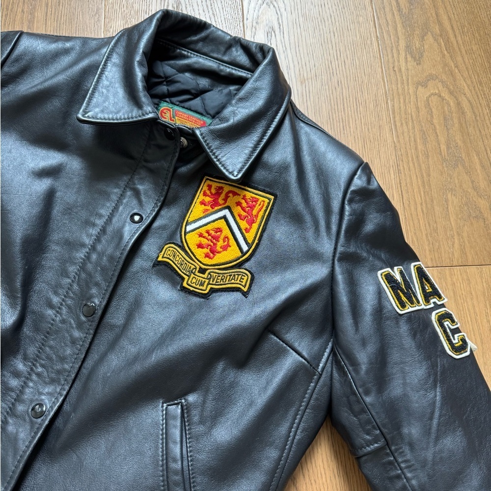 University of Waterloo 1999 Vintage Letterman Ladies Jacket - Black Leather - M - Picture 4 of 12